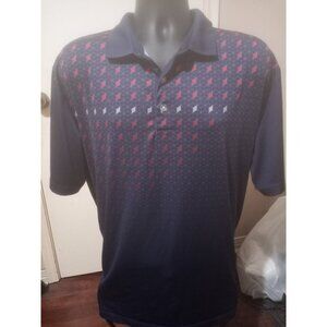 Callaway Polo Shirt Men Large L Blue Opti Dri Short Sleeve Golf AOP Diamond